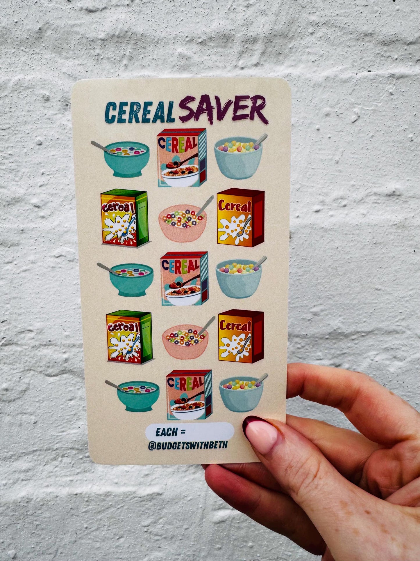 Cereal Saver Challenge – Laminated Cash Envelope Tracker