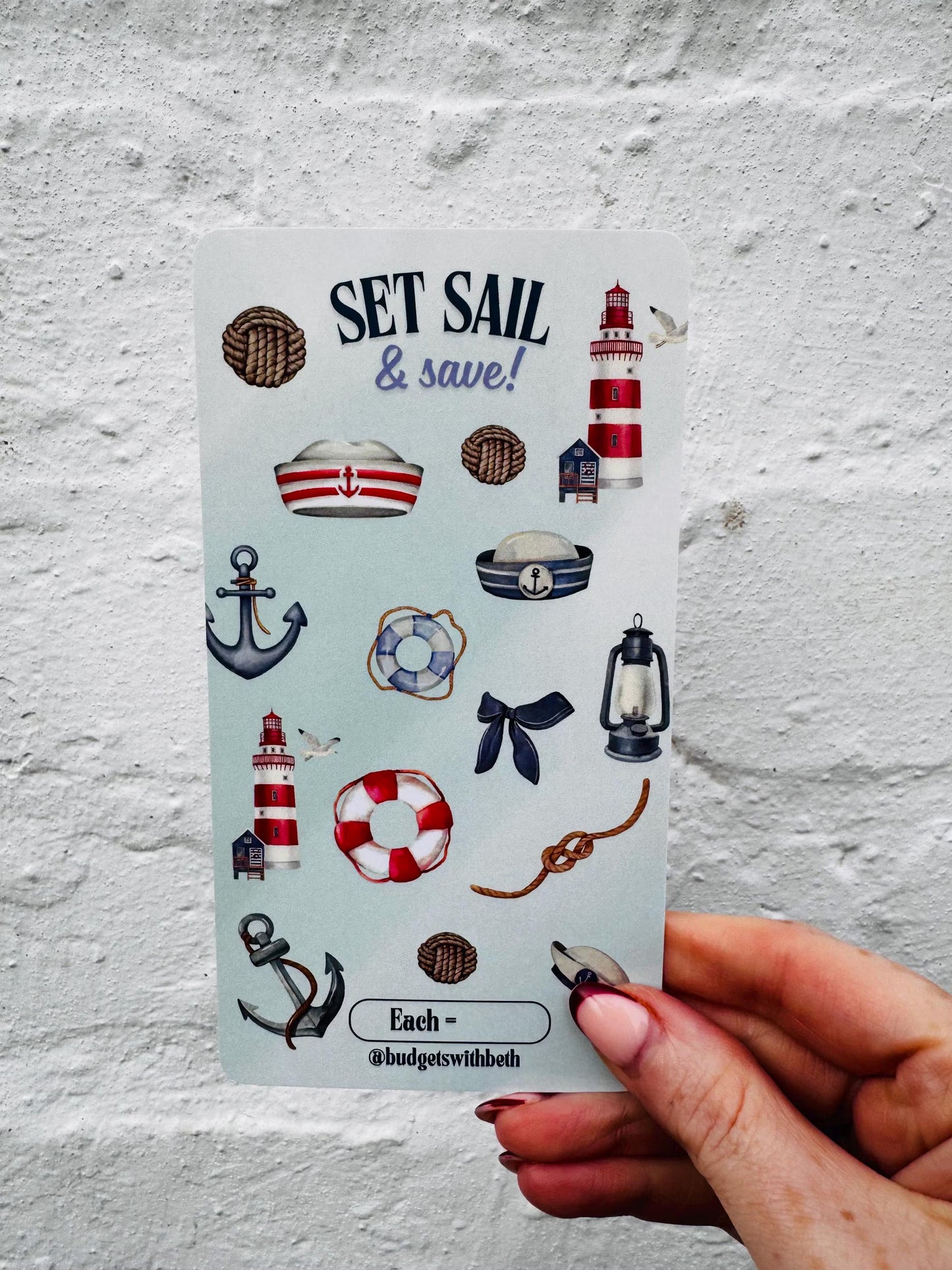 Set Sail Saver Challenge – Laminated Cash Envelope Tracker