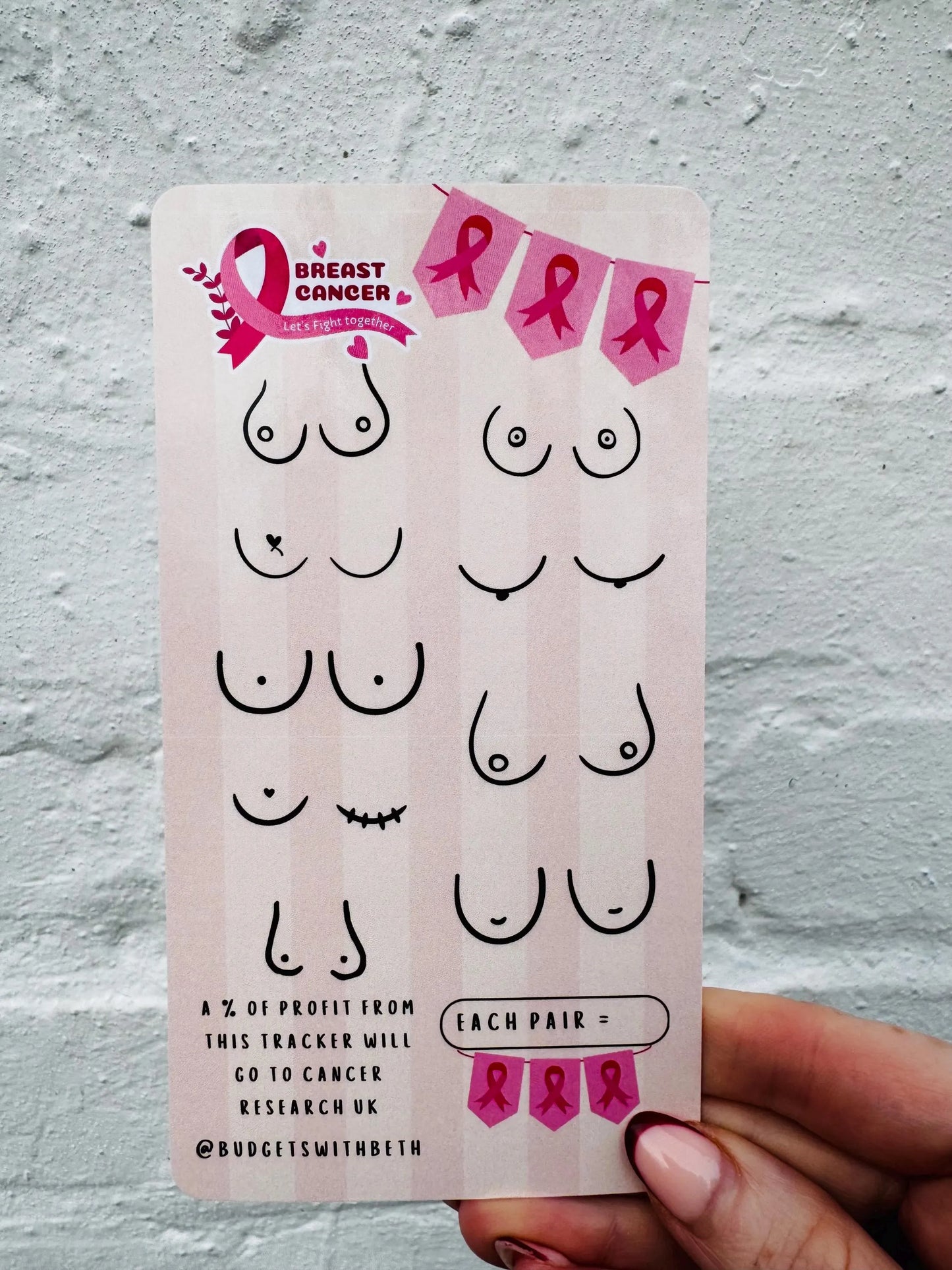 Breast Cancer Saver Challenge – Laminated Cash Envelope Tracker